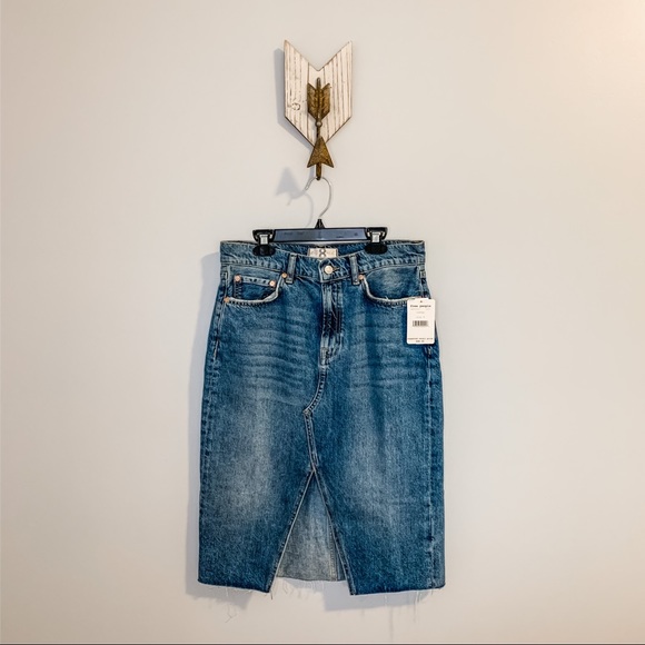 Free People Dresses & Skirts - NWT Free People Indigo Denim Pencil Skirt Size 8